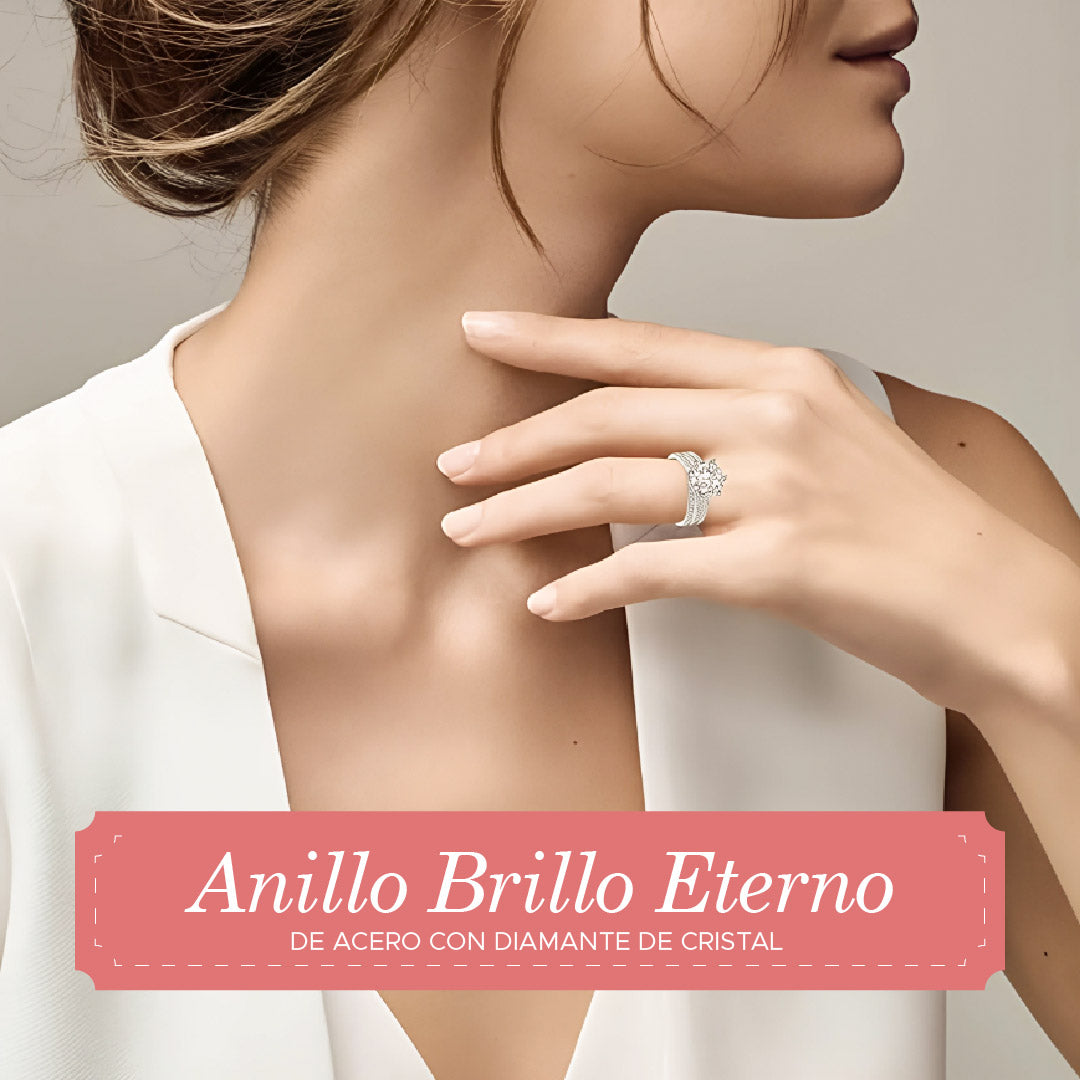 💍✨ ANILLO DE ACERO BRILLO ETERNO™ Ajustable con diamante de cristal ✨💍