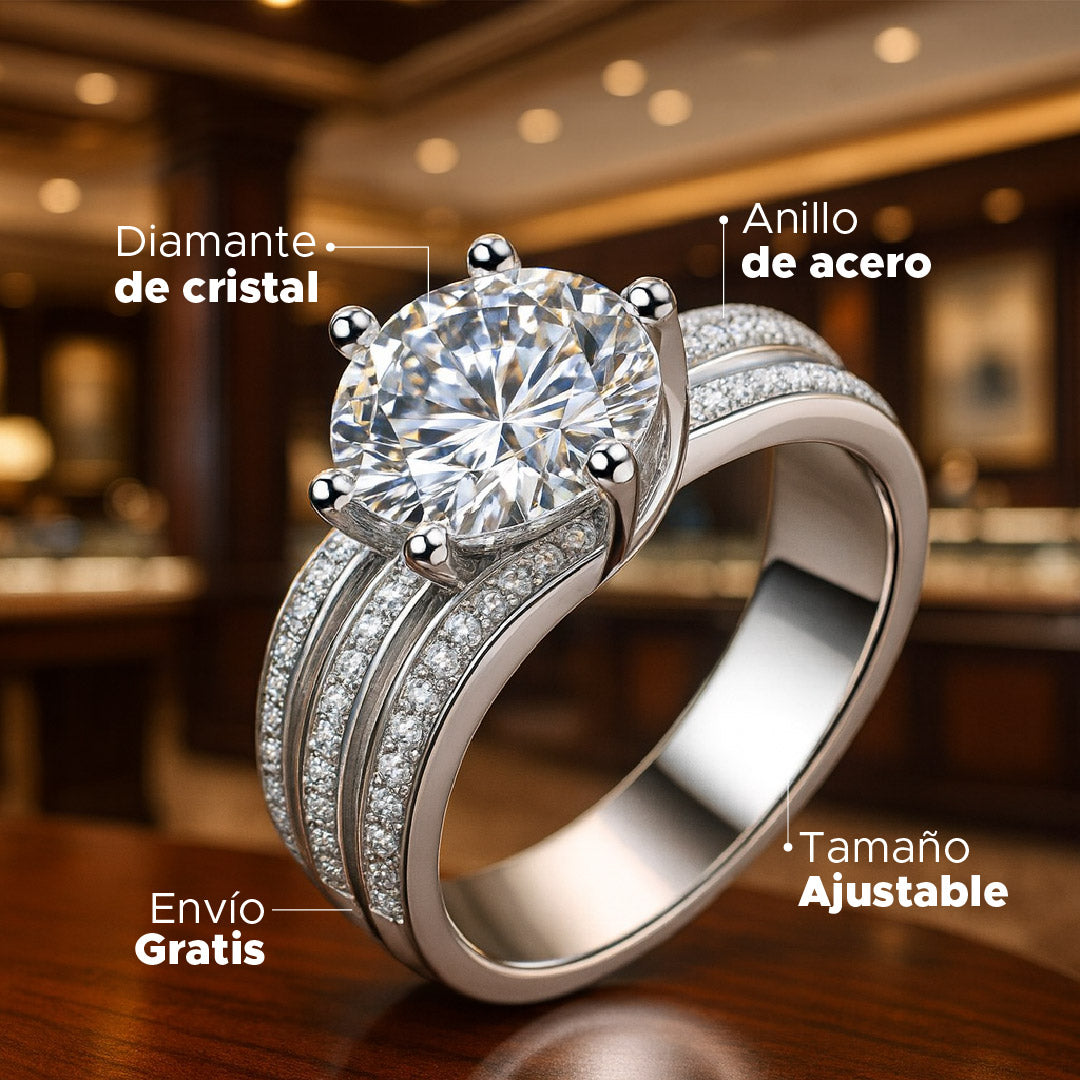 💍✨ ANILLO DE ACERO BRILLO ETERNO™ Ajustable con diamante de cristal ✨💍