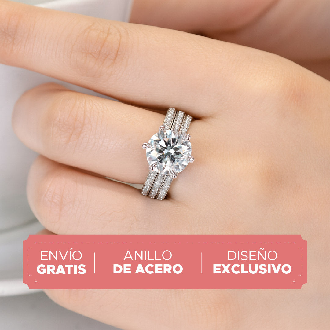 💍✨ ANILLO DE ACERO BRILLO ETERNO™ Ajustable con diamante de cristal ✨💍