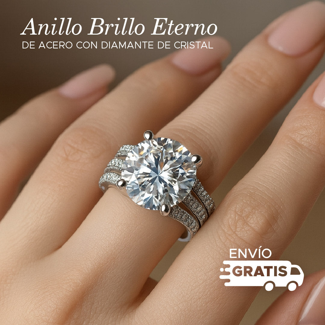 💍✨ ANILLO DE ACERO BRILLO ETERNO™ Ajustable con diamante de cristal ✨💍