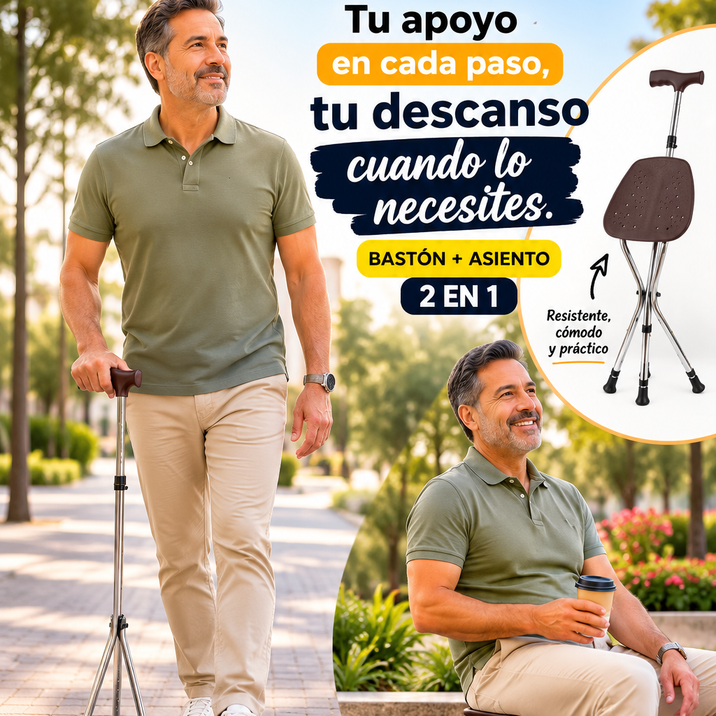 💡 🦯Bastón ConfortSeat 2 en 1 🦯🌟Práctico, portátil y fácil de usar. ✨