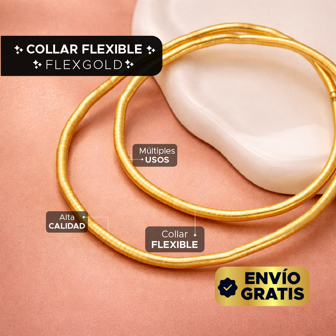 💎🌟 FLEXGOLD™ COLLAR DE ACERO FLEXIBLE DORADO 💛✨