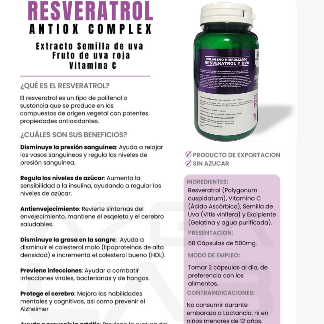 🍇RESVERATROL ELIXIR PARA LA JUVENTUD ANTIENVEJECIMIENTO Y MULTIVITAMÍNICO
