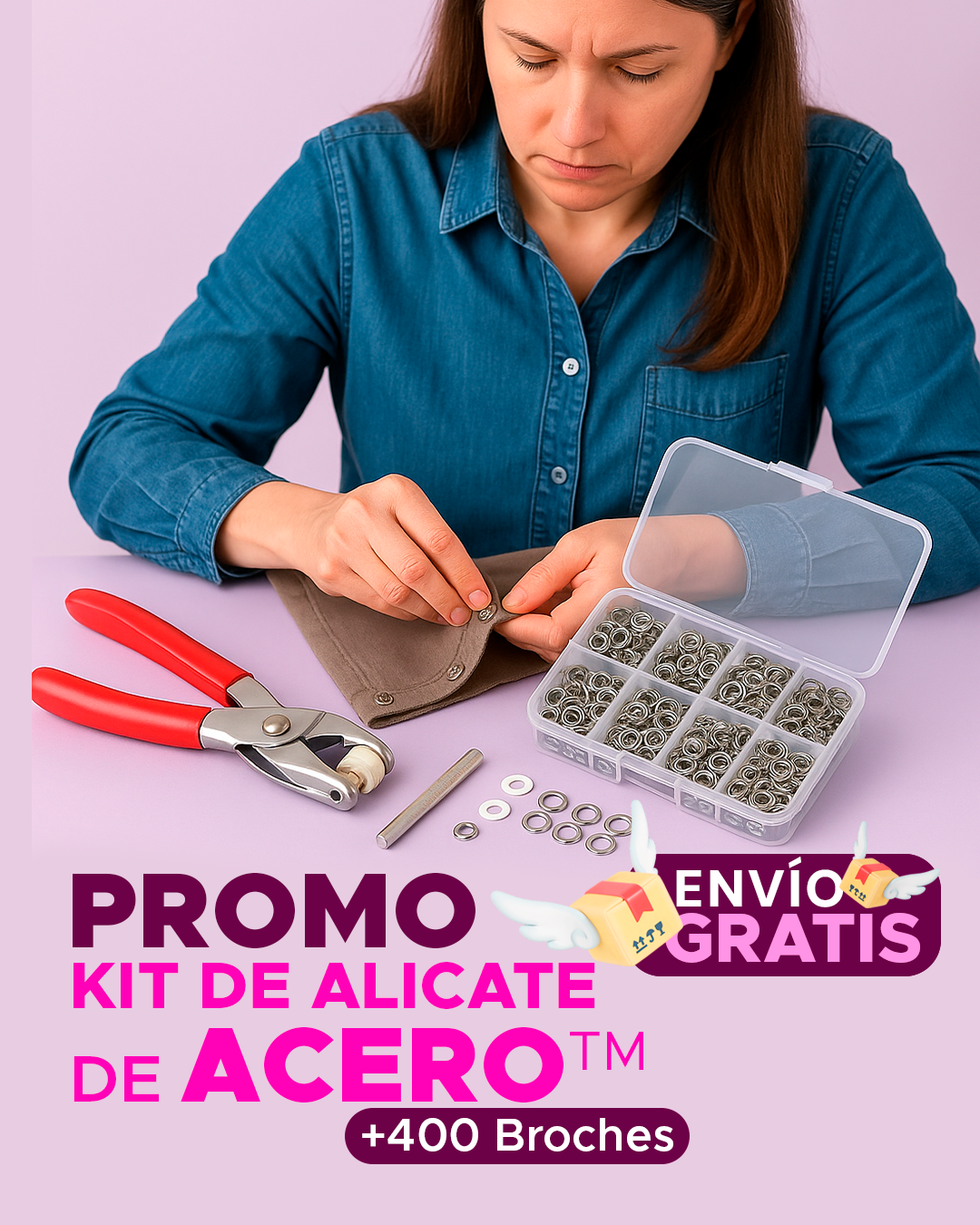 🎁PROMO KIT DE ALICATES DE ACERO + 400 BROCHES MULTIUSOS