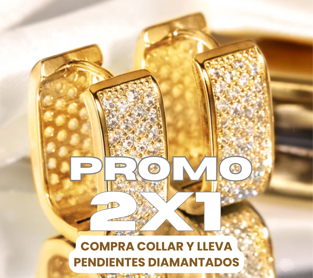🎁PROMO Elogio Imperial 💛 Collar con baño de Oro + Pendientes Diamantados💎