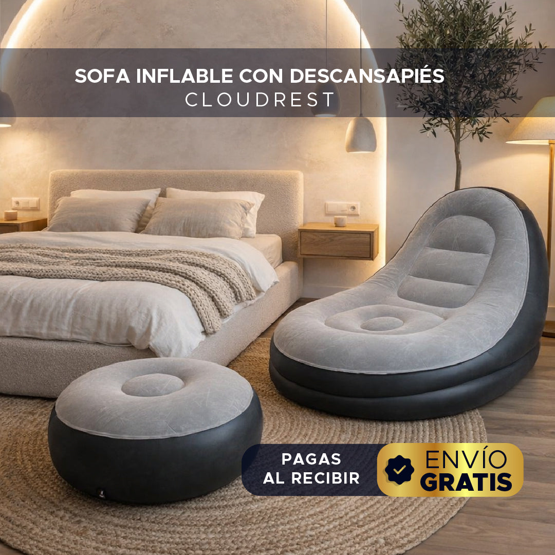 🌟🛋️ CloudRest™ Sofa Inflable Premium 💨✨ Con Descansapiés 💎