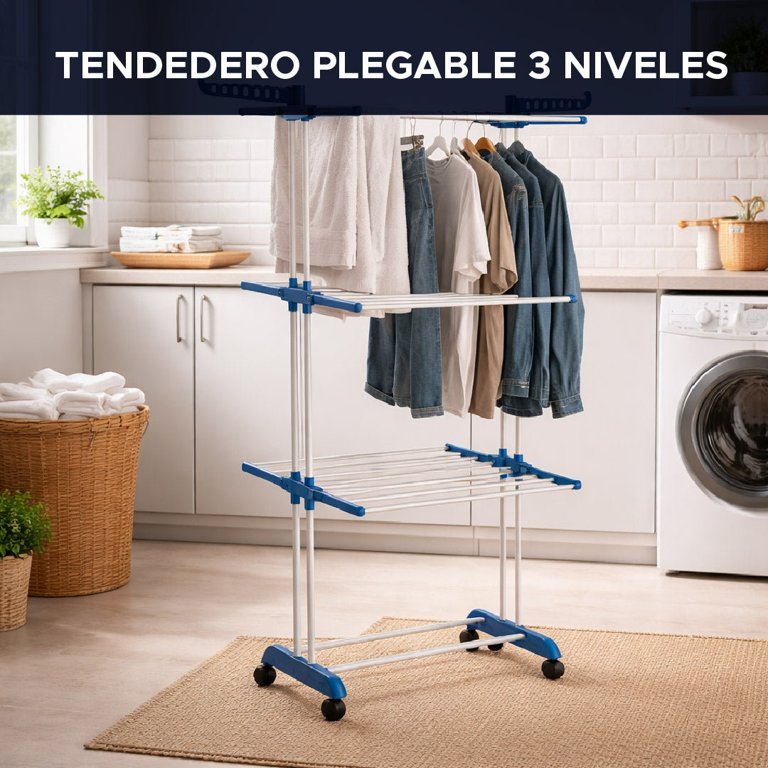 🏠🏙️ Tendedero Plegable de 3 Niveles 🧺✨