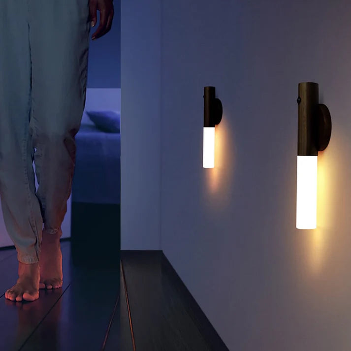 💡WoodGlow™ Lámpara de pared de madera con sensor de movimiento - inalambrica
