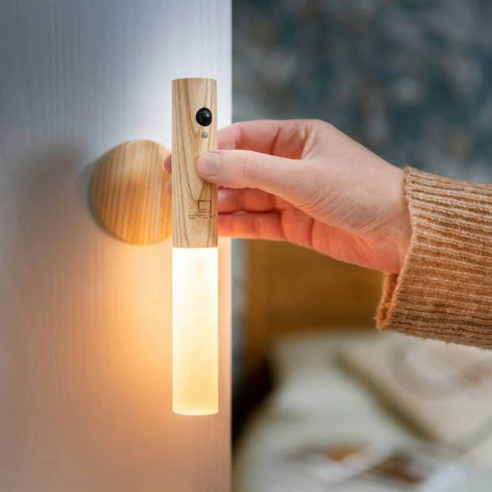 💡WoodGlow™ Lámpara de pared de madera con sensor de movimiento - inalambrica