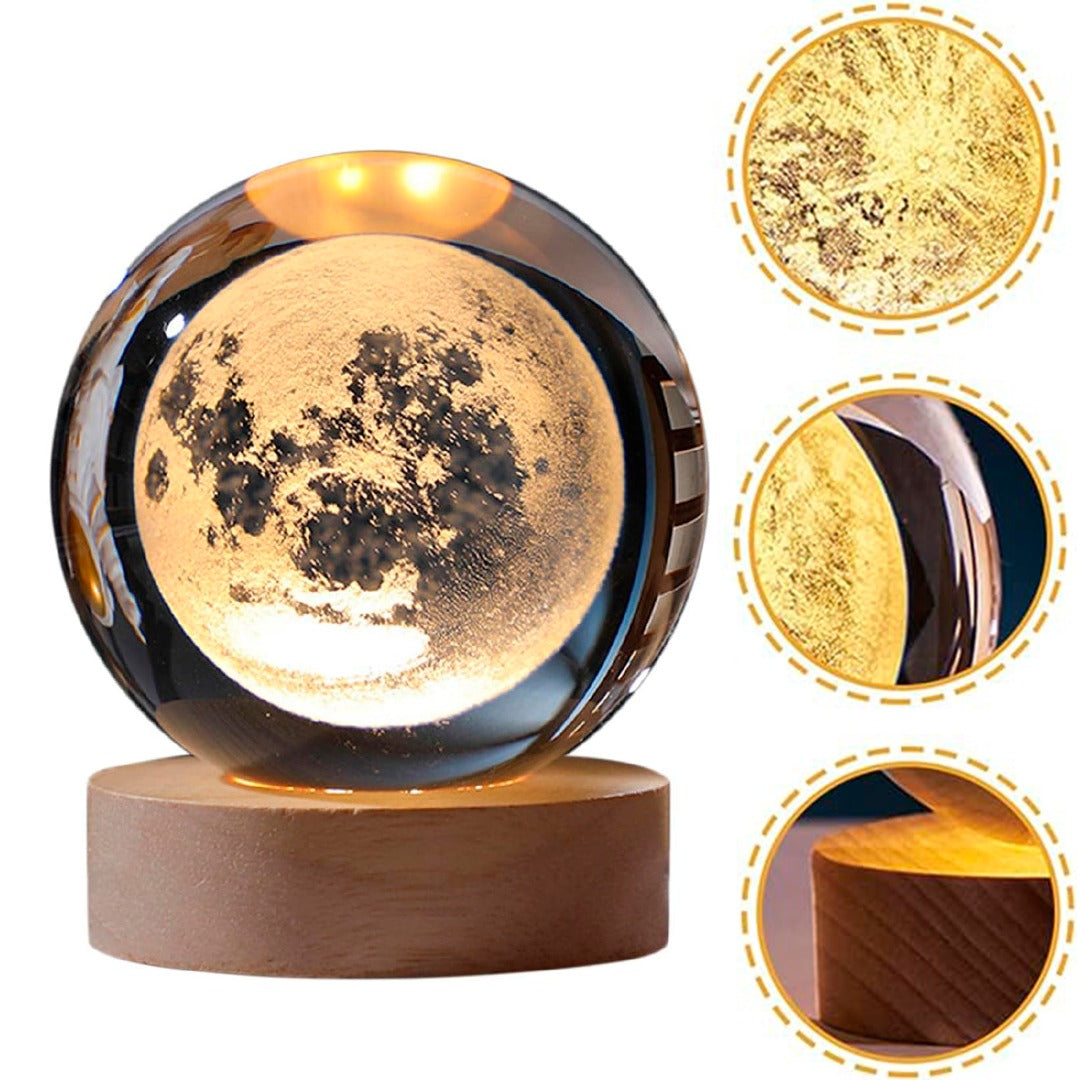 🌙 Lámpara Cósmica de Cristal con Planetario Interior 🌛