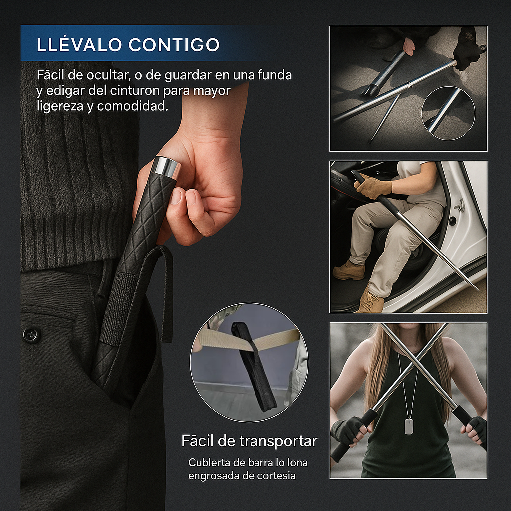 🚨 Bastón Retráctil en Acero  – Cuida de ti en todo momento🛡️