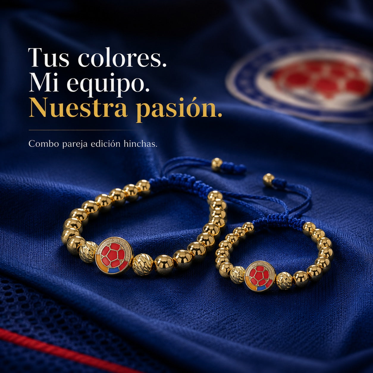 ⚽🔥 ¡SET X 2 PULSERAS CON BALINES EN BAÑO DE ORO! PASIÓN POR LA SELECCIÓN🔥⚽