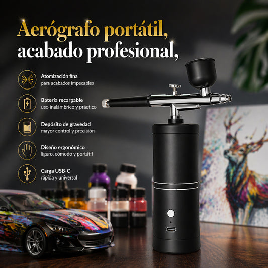 ✨ AirPro Black™ 🖤 Aerógrafo portátil inalámbrico 🔋📲Cientos de usos