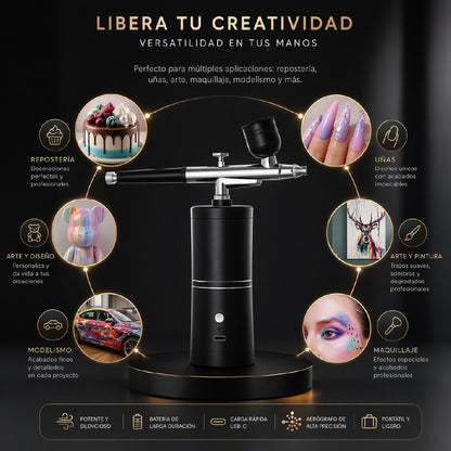 ✨ AirPro Black™ 🖤 Aerógrafo portátil inalámbrico 🔋📲Cientos de usos