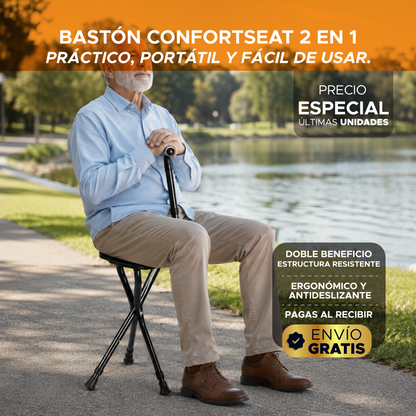 💡 🦯Bastón ConfortSeat 2 en 1 🦯🌟Práctico, portátil y fácil de usar. ✨