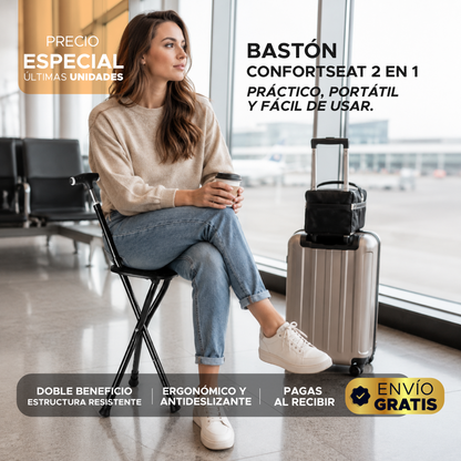 💡 🦯Bastón ConfortSeat 2 en 1 🦯🌟Práctico, portátil y fácil de usar. ✨