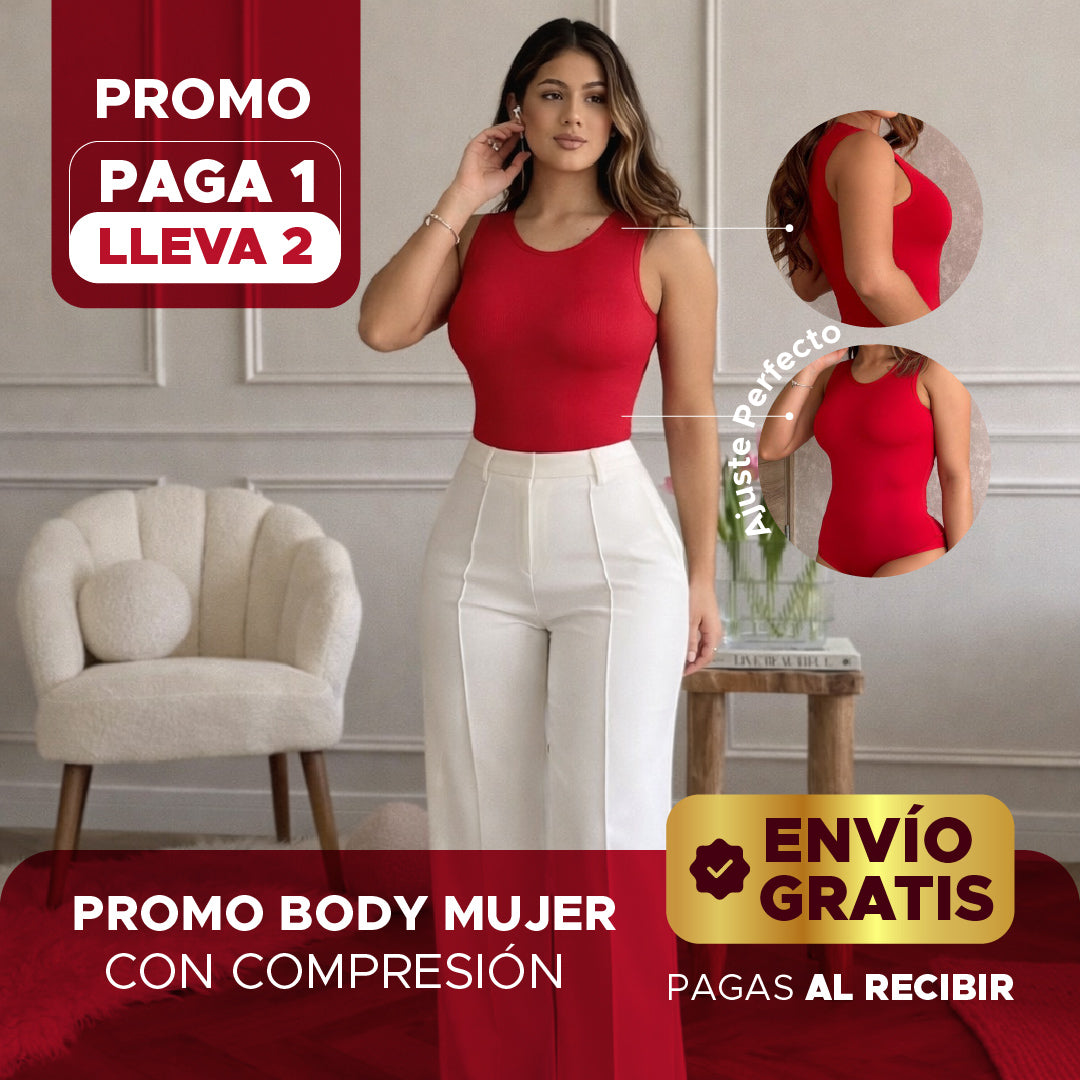 🔥👗 PROMO BODY MOLDEADOR 2x1 👗🔥💃 Paga 1 y Llévate 2 Bodys con Compresión 🎁 Talla única (S a L)