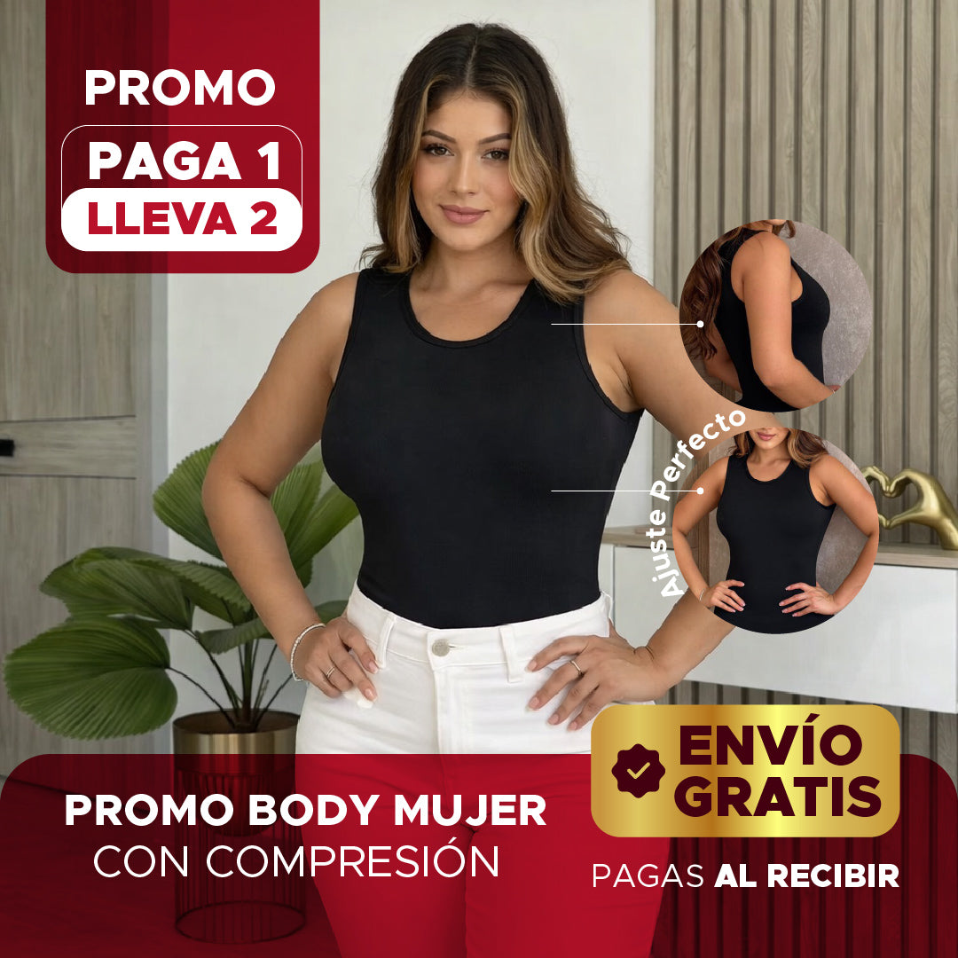 🔥👗 PROMO BODY MOLDEADOR 2x1 👗🔥💃 Paga 1 y Llévate 2 Bodys con Compresión 🎁 Talla única (S a L)