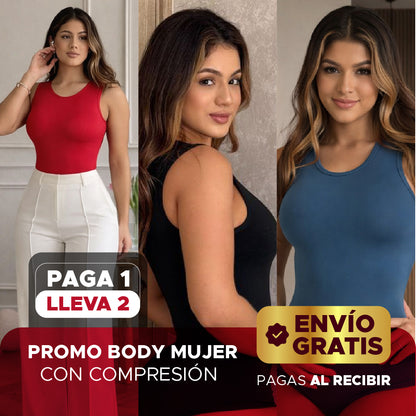 🔥👗 PROMO BODY MOLDEADOR 2x1 👗🔥💃 Paga 1 y Llévate 2 Bodys con Compresión 🎁 Talla única (S a L)