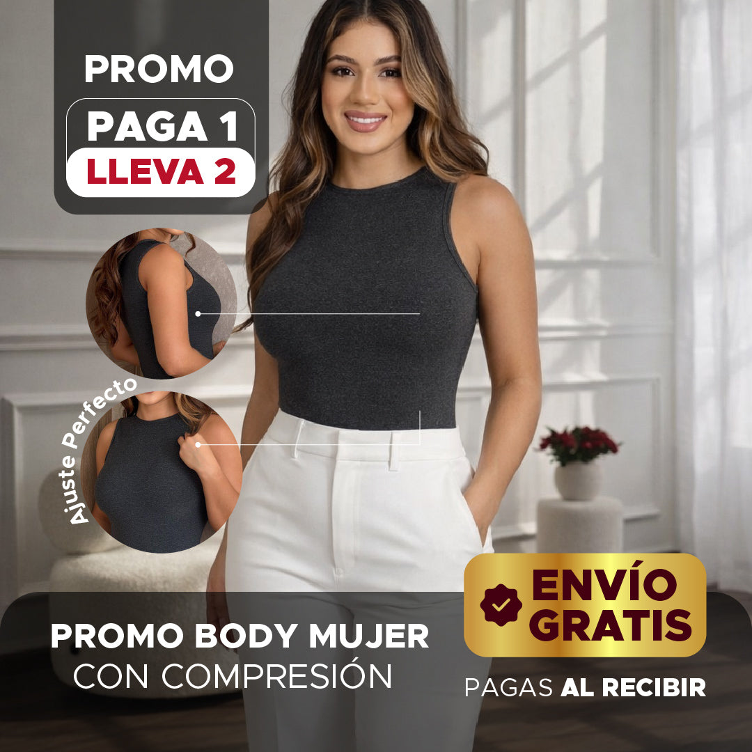 🔥👗 PROMO BODY MOLDEADOR 2x1 👗🔥💃 Paga 1 y Llévate 2 Bodys con Compresión 🎁 Talla única (S a L)