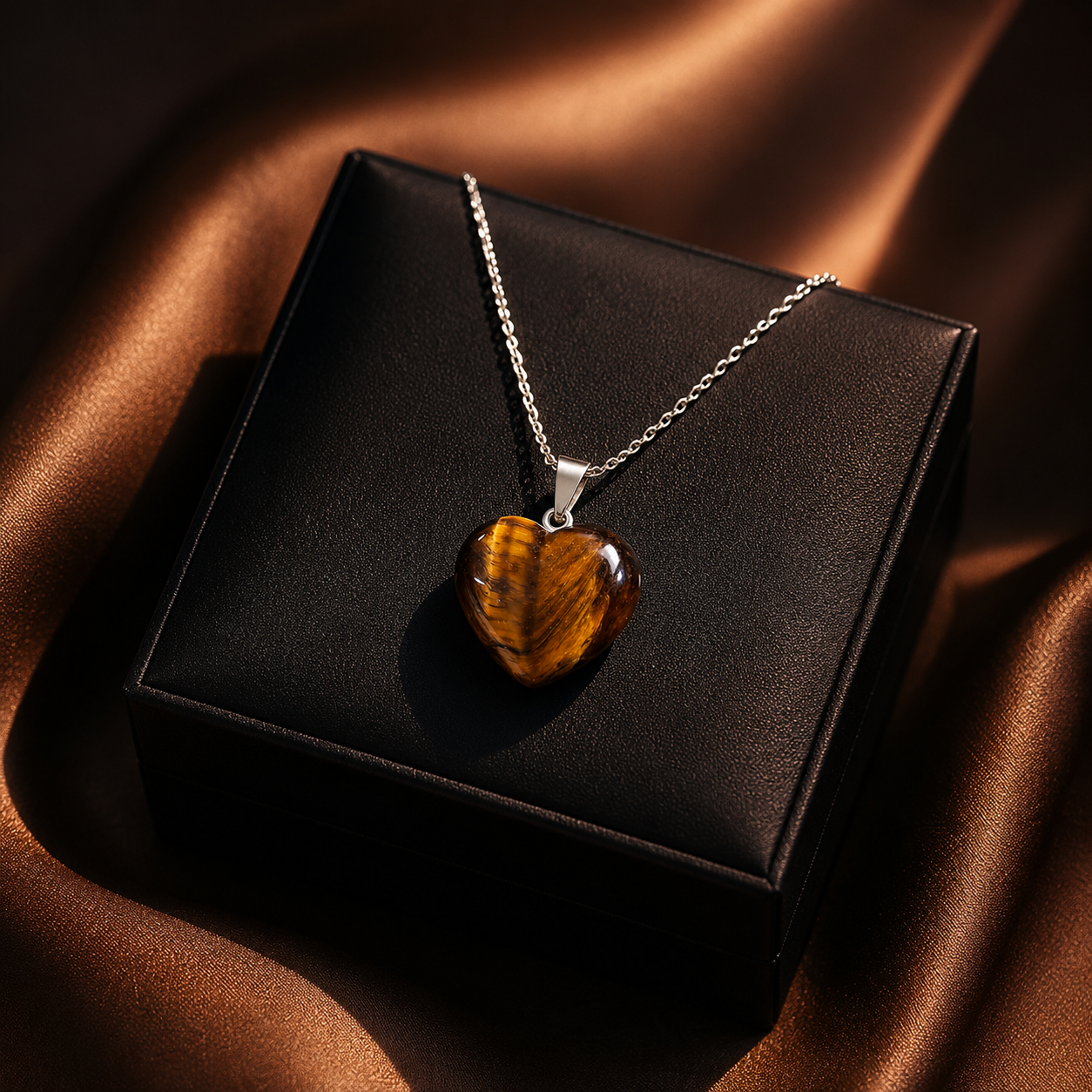 🐅🧡✨ Collar Corazón Ojo de Tigre Premium ✨🧡🐅