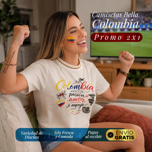 🇨🇴✨ Camisetas Bella Colombia – Promo 2x1 para mujer ✨🇨🇴Diseño variado