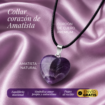 💜✨ COLLAR CORAZÓN DE AMATISTA NATURAL ✨💜