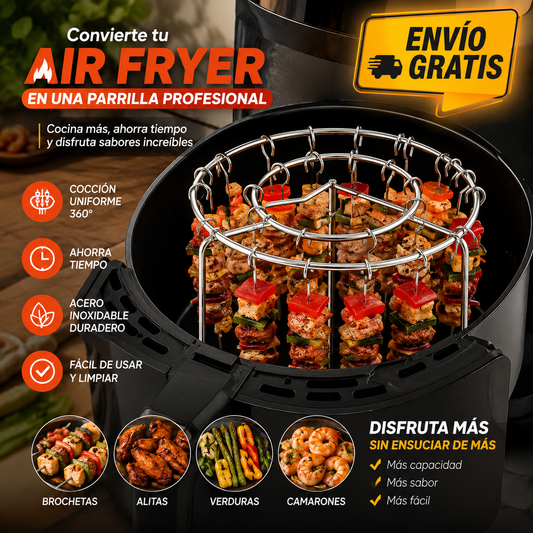 🍗 GrillMax Air™🔥 Parrilla Premium en acero para Air Fryer