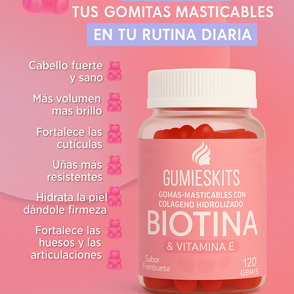 🌸 GUMIESKITS™ PAGA 1 Y LLEVA 2 Frascos de Gomas de Biotina + Colágeno y Vitamina E