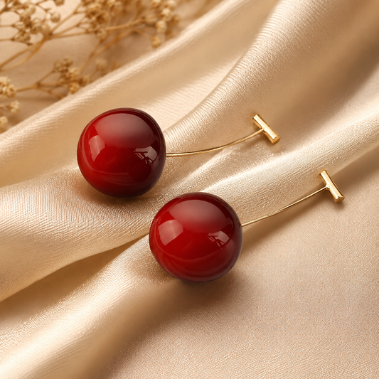 ✨🍒Pendientes cherry kiss de cristal y acero ✨Diseño que cautiva
