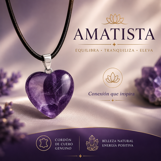 💜✨ COLLAR CORAZÓN DE AMATISTA NATURAL ✨💜