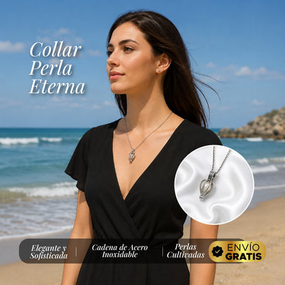 🤍👑✨ KIT COLLAR PERLA ETERNA™ ✨👑🤍CADENA DE ACERO Y PERLA REAL