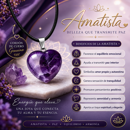 💜✨ COLLAR CORAZÓN DE AMATISTA NATURAL ✨💜