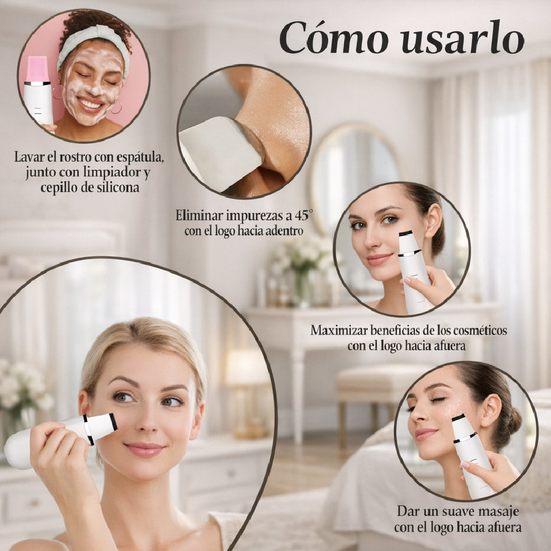 ✨ SKINGLOW PRO ESPÁTULA ULTRASÓNICA DE LIMPIEZA FACIAL ✨💆‍♀️