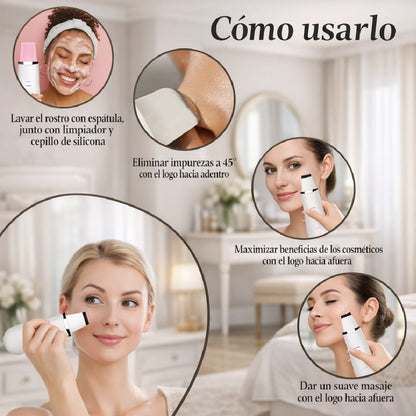✨ SKINGLOW PRO ESPÁTULA ULTRASÓNICA DE LIMPIEZA FACIAL ✨💆‍♀️