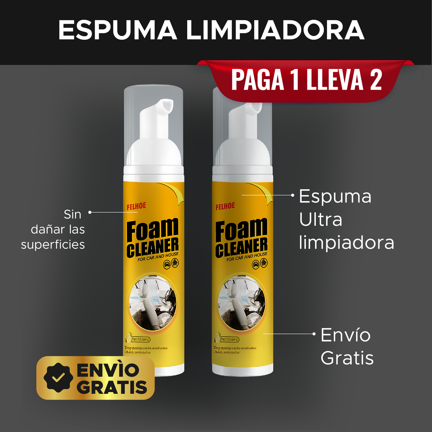 🧽 Espuma Ultra Limpiadora Multiusos – Paga 1 y Llévate 2 🚗🏠