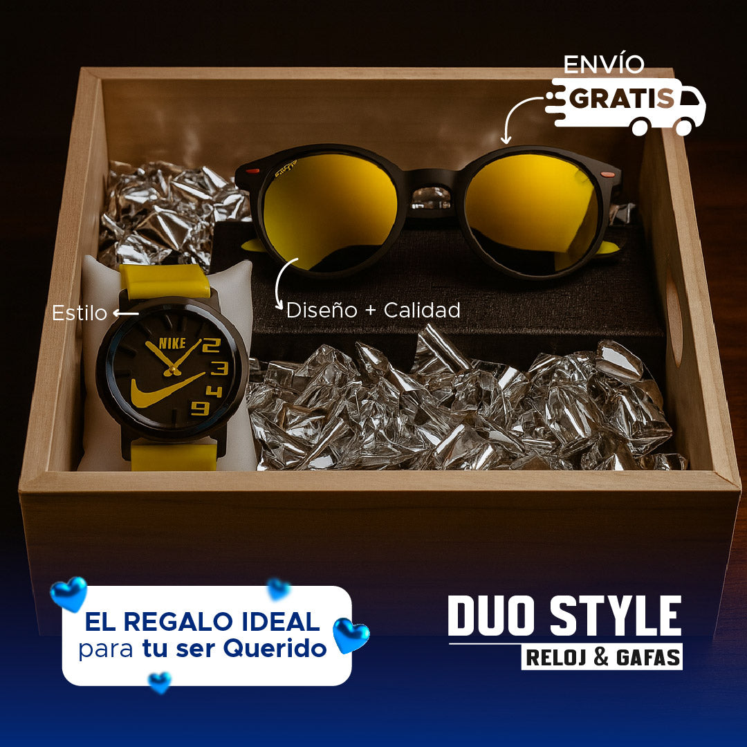 🕶️⌚ DUO STYLE HOMBRE: RELOJ + GAFAS +CAJA🎁 🔥