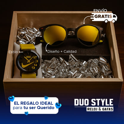 🕶️⌚ DUO STYLE HOMBRE: RELOJ + GAFAS +CAJA🎁 🔥