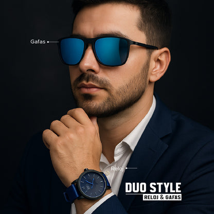 🕶️⌚ DUO STYLE HOMBRE: RELOJ + GAFAS +CAJA🎁 🔥
