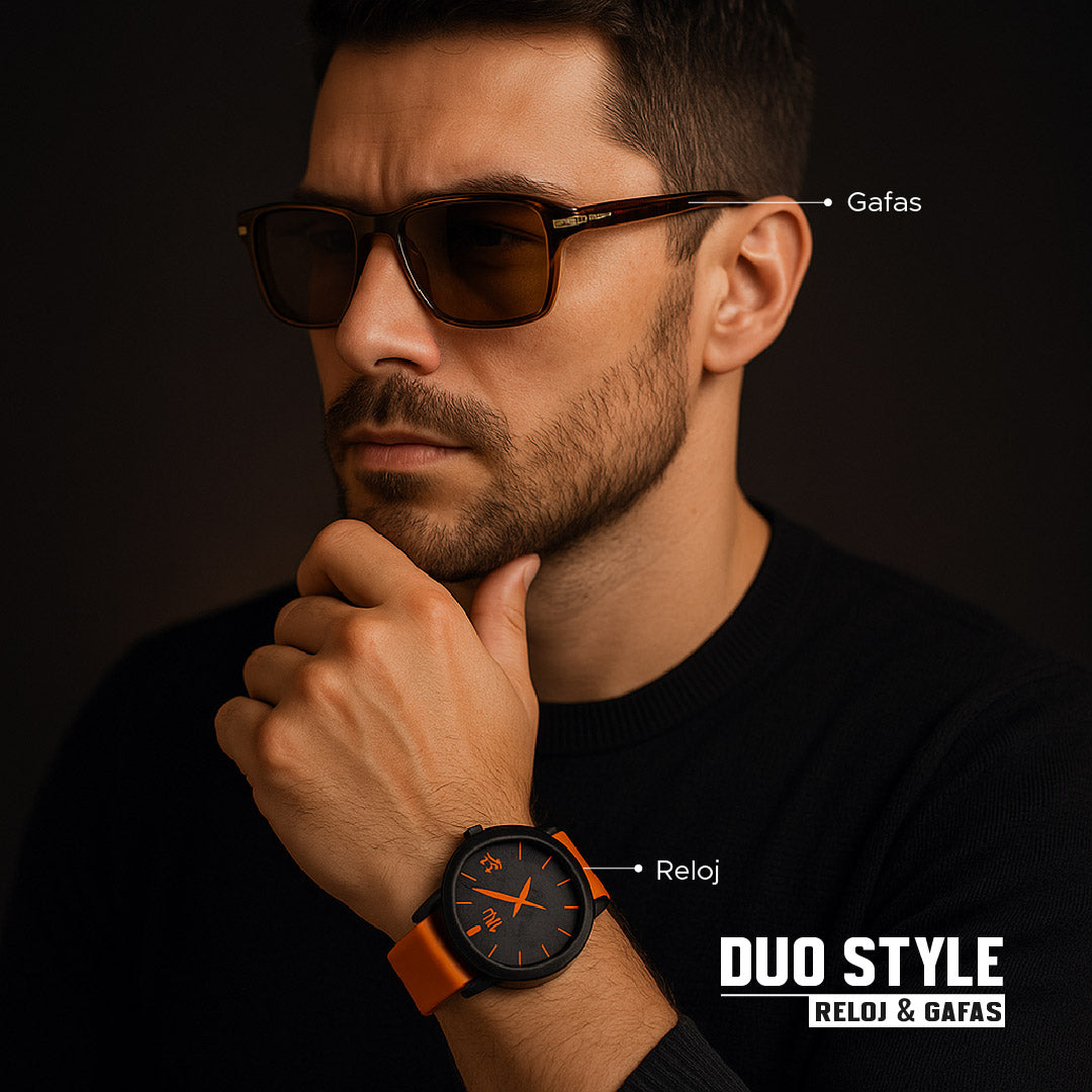 🕶️⌚ DUO STYLE HOMBRE: RELOJ + GAFAS +CAJA🎁 🔥