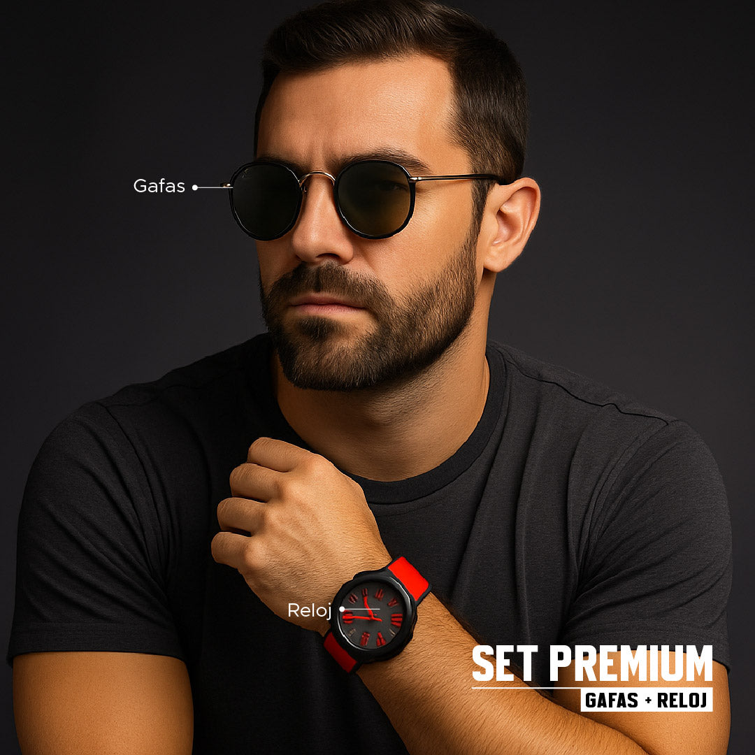 🕶️⌚ DUO STYLE HOMBRE: RELOJ + GAFAS +CAJA🎁 🔥