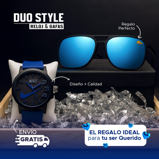 🕶️⌚ DUO STYLE HOMBRE: RELOJ + GAFAS +CAJA🎁 🔥