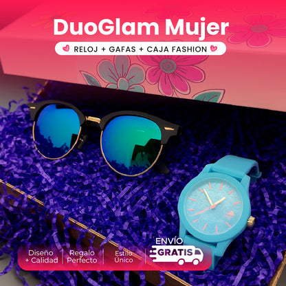 ⌚💖 DuoGlam™ Mujer – Reloj + Gafas + Caja Fashion ✨🕶️