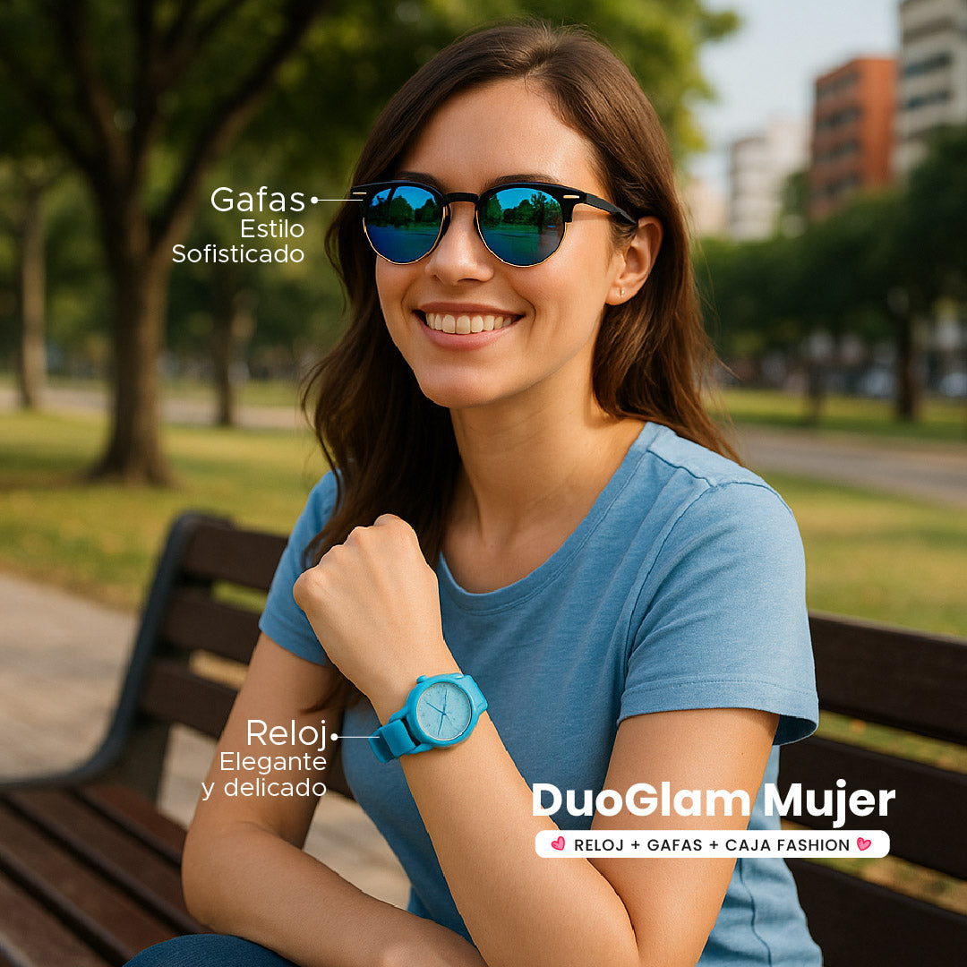 ⌚💖 DuoGlam™ Mujer – Reloj + Gafas + Caja Fashion ✨🕶️