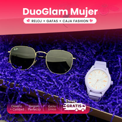 ⌚💖 DuoGlam™ Mujer – Reloj + Gafas + Caja Fashion ✨🕶️