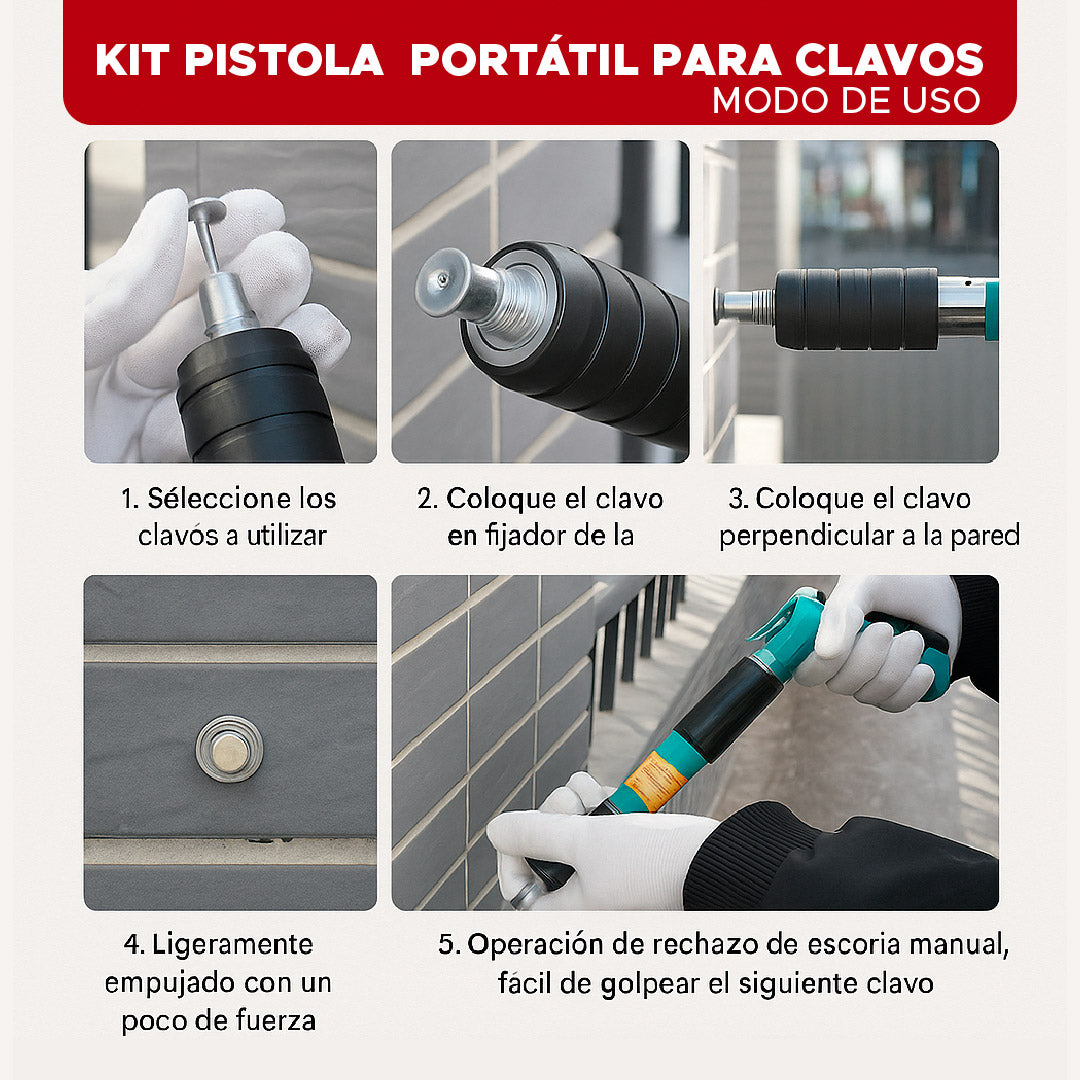 🛠️ KIT PISTOLA PORTÁTIL PARA CLAVOS 🛠️