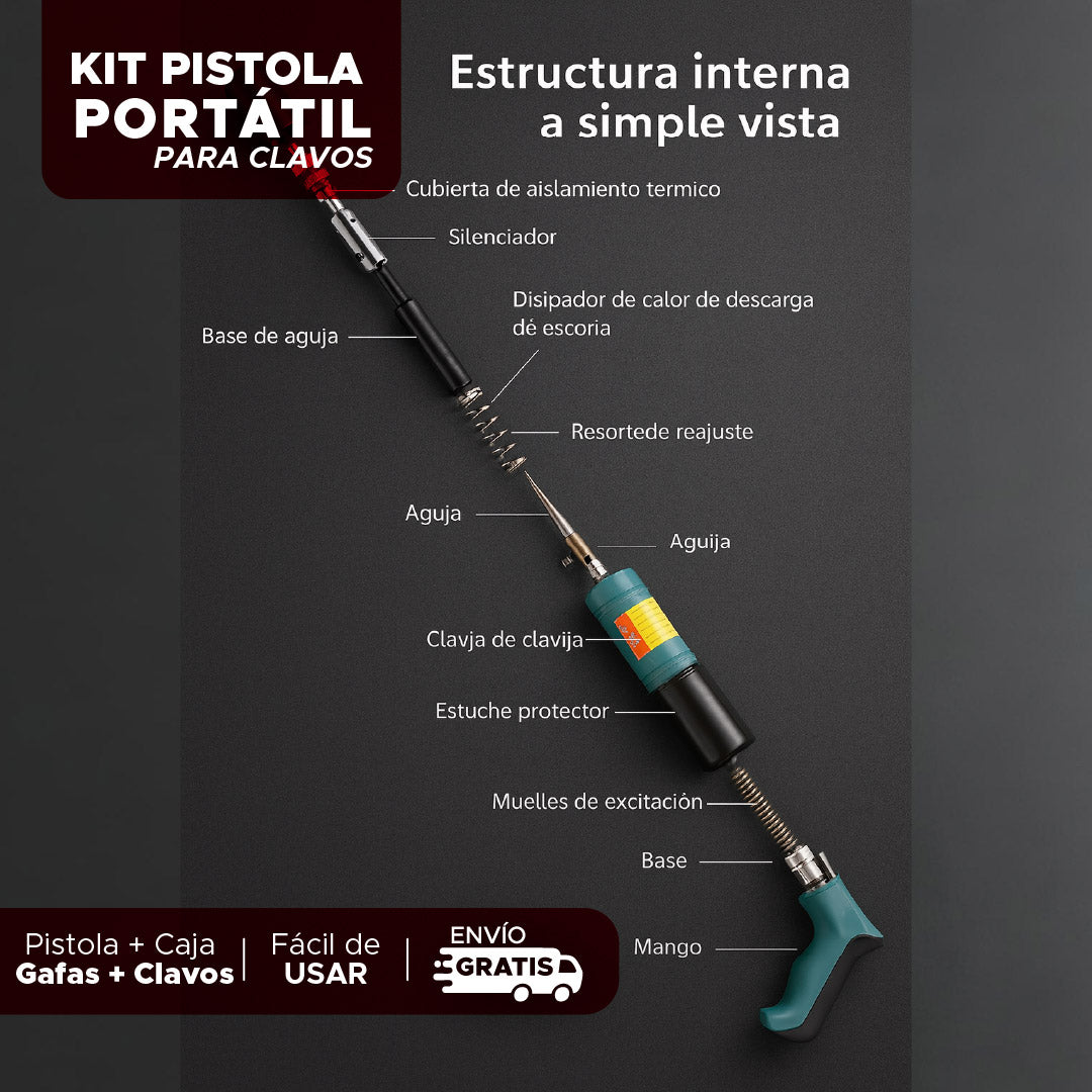🛠️ KIT PISTOLA PORTÁTIL PARA CLAVOS 🛠️
