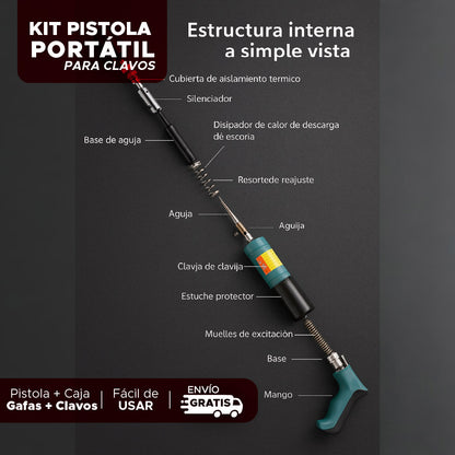 🛠️ KIT PISTOLA PORTÁTIL PARA CLAVOS 🛠️