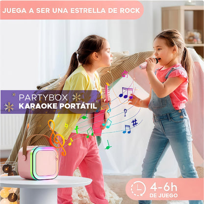🎉🎶🎤 KARAOKE PARTYBOX, PARLANTE PORTÁTIL + 2 MICRÓFONOS 🎤✨