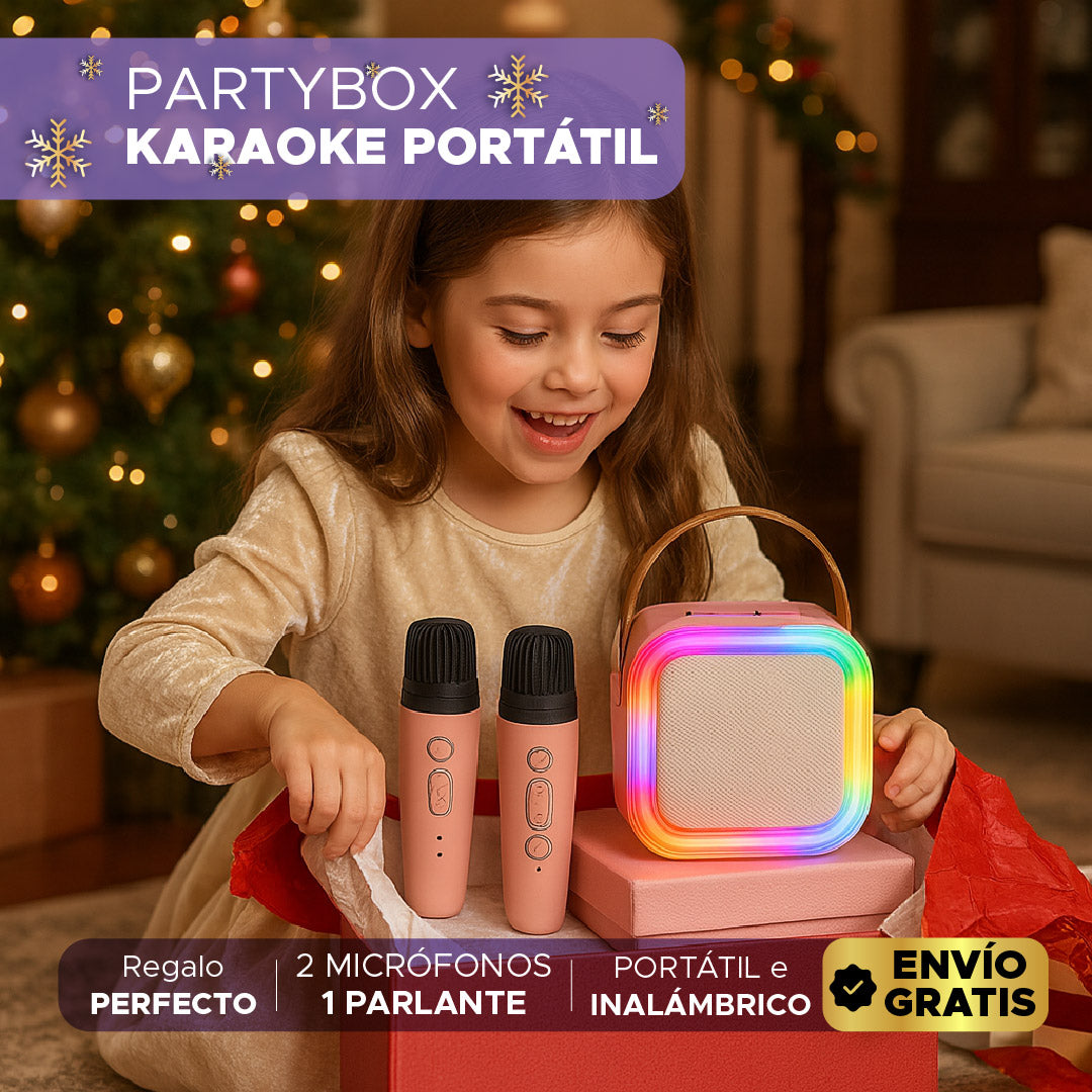 🎉🎶🎤 KARAOKE PARTYBOX, PARLANTE PORTÁTIL + 2 MICRÓFONOS 🎤✨